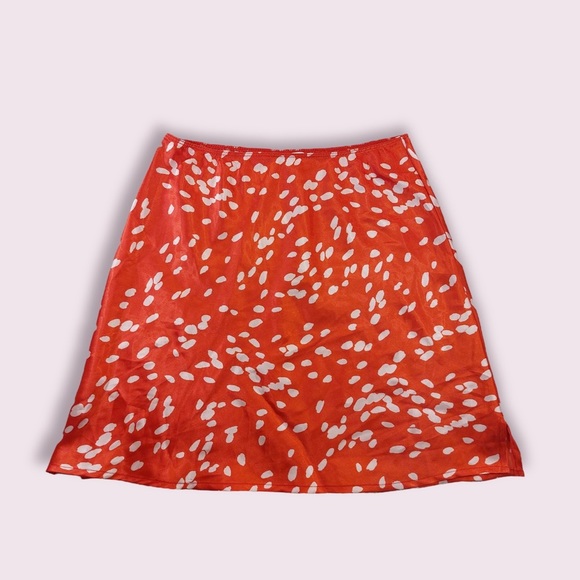 Topshop Red Dalmatian Satin Mini Skirt - Picture 1 of 7